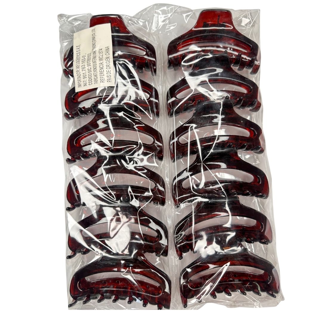 Pinzas para cabello imitación carey arco x 12
