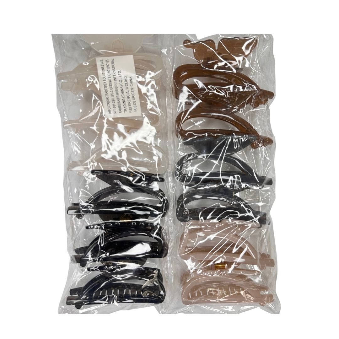 Pinzas para cabello lujo mariposa x 12