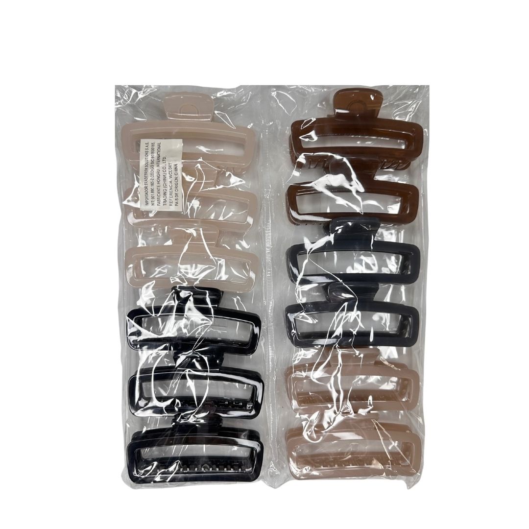 Pinzas para cabello lujo rectángulo x 12