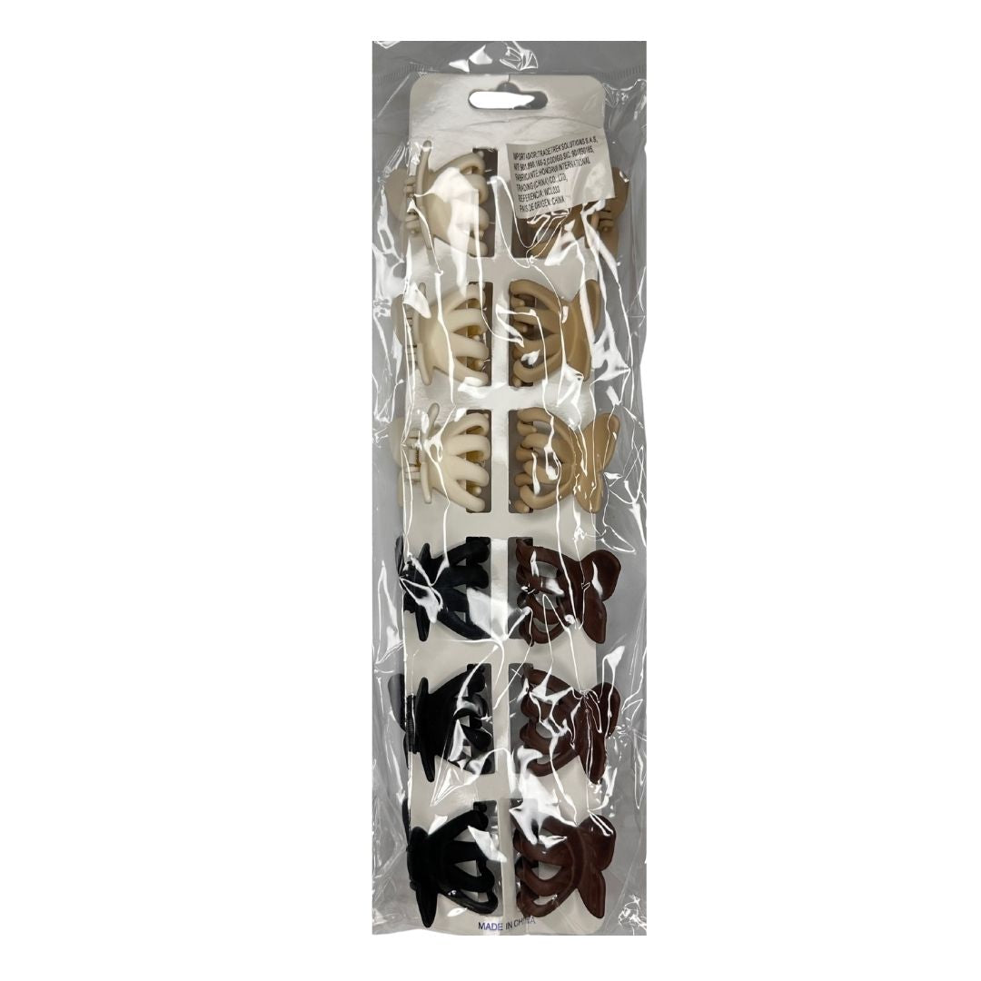 Pinzas para cabello opaca mariposa pequeña x 12