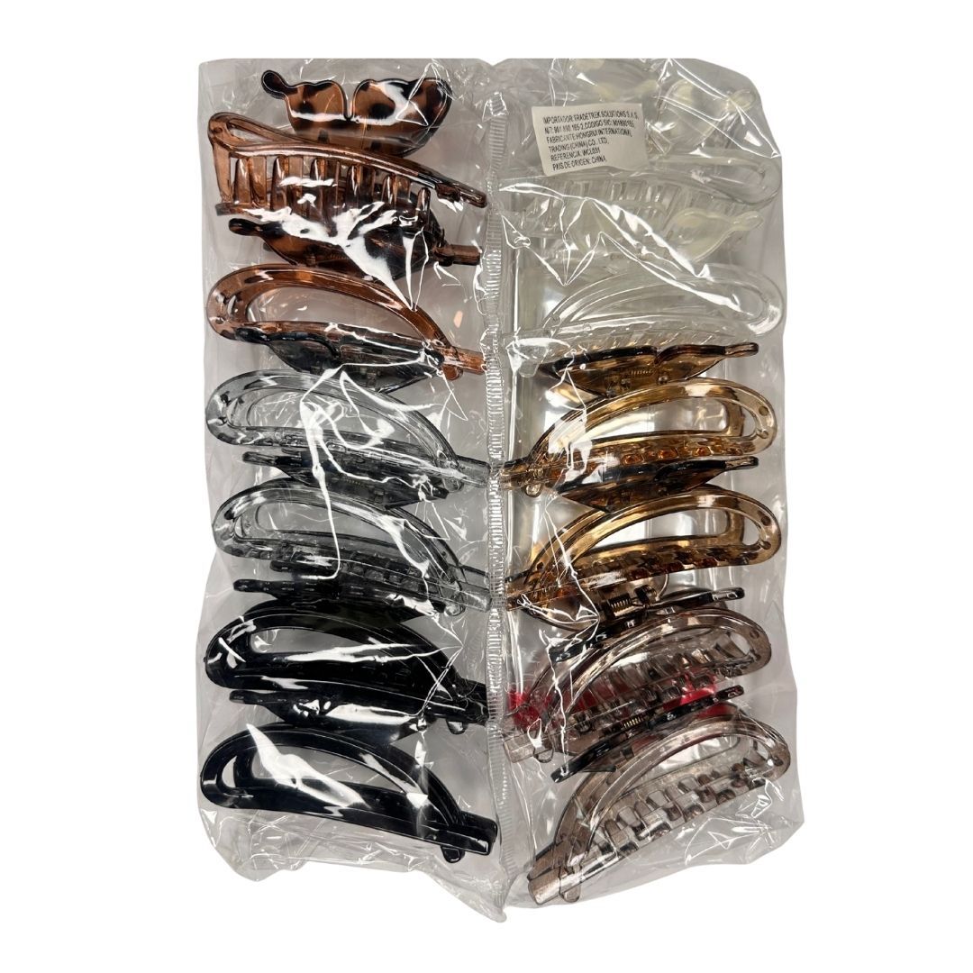 Pinzas para cabello animal print mariposas x 12