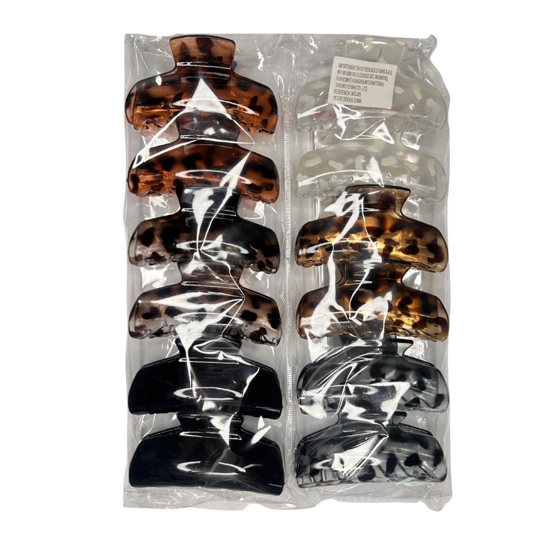 Pinzas para cabello animal print clásica x 12