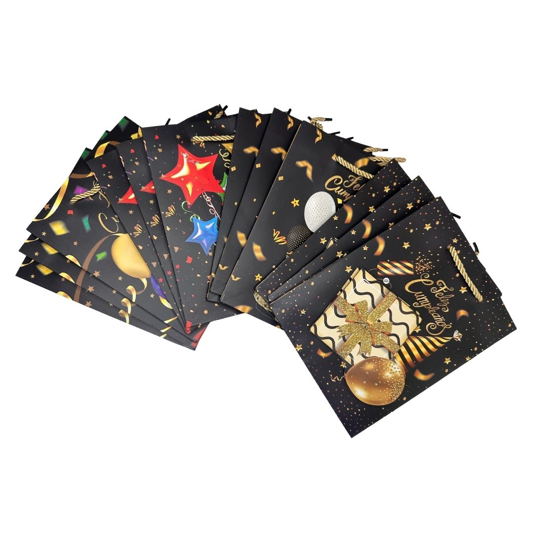 Bolsas de regalo Lujo de Cumpleaños pack x 12