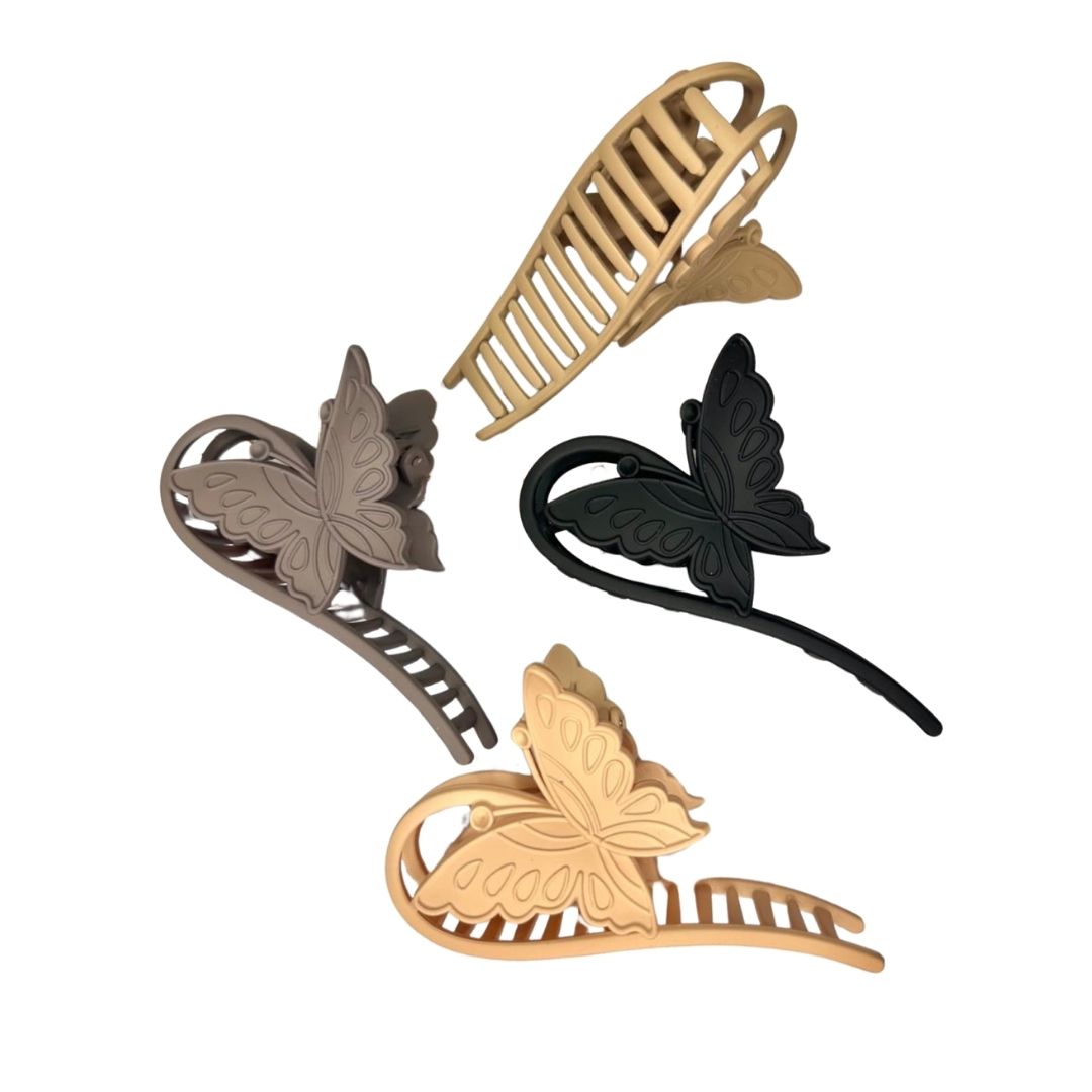 Pinzas para cabello opaca mariposas x 12