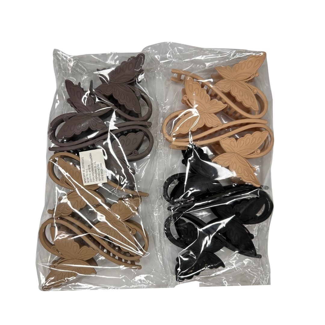 Pinzas para cabello opaca mariposas x 12