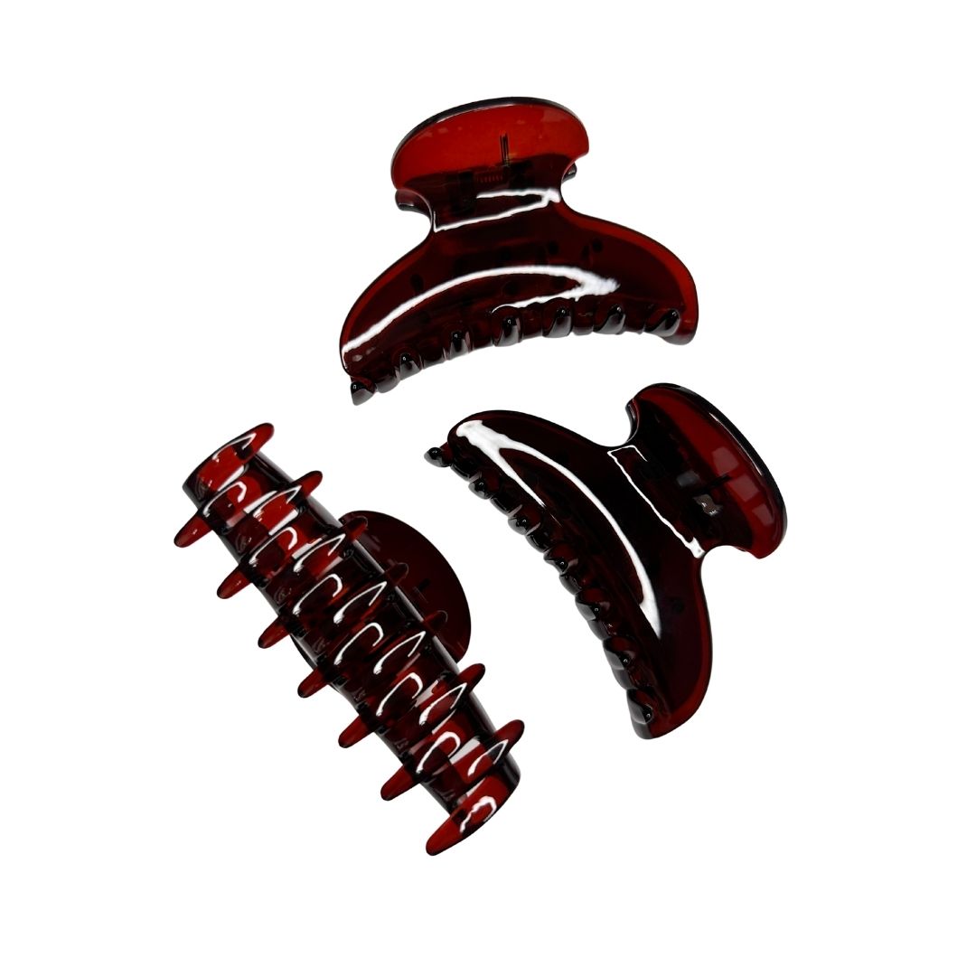 Pinzas para cabello imitación carey arco liso x 12