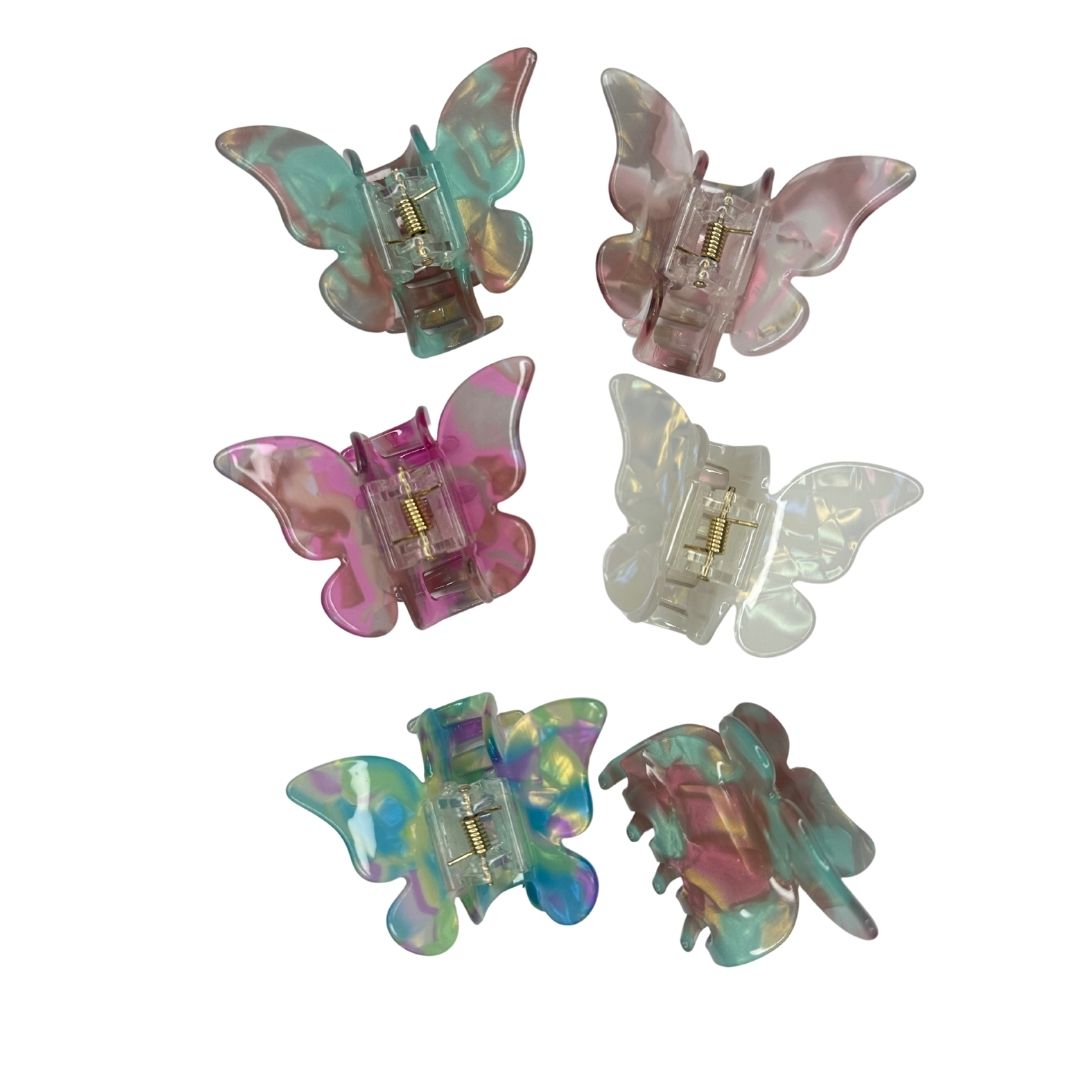 Pinzas para cabello print mariposas x 12