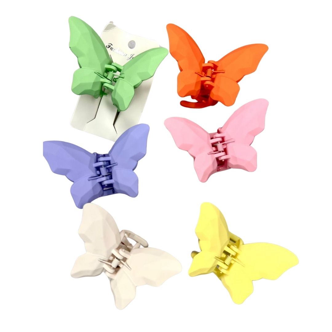 Pinzas para cabello colores mariposas x 12