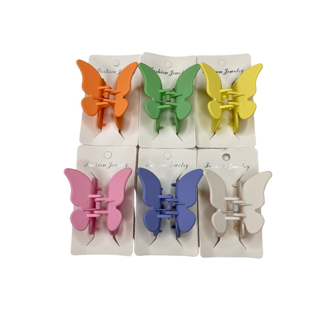 Pinzas para cabello colores maripositas x 12