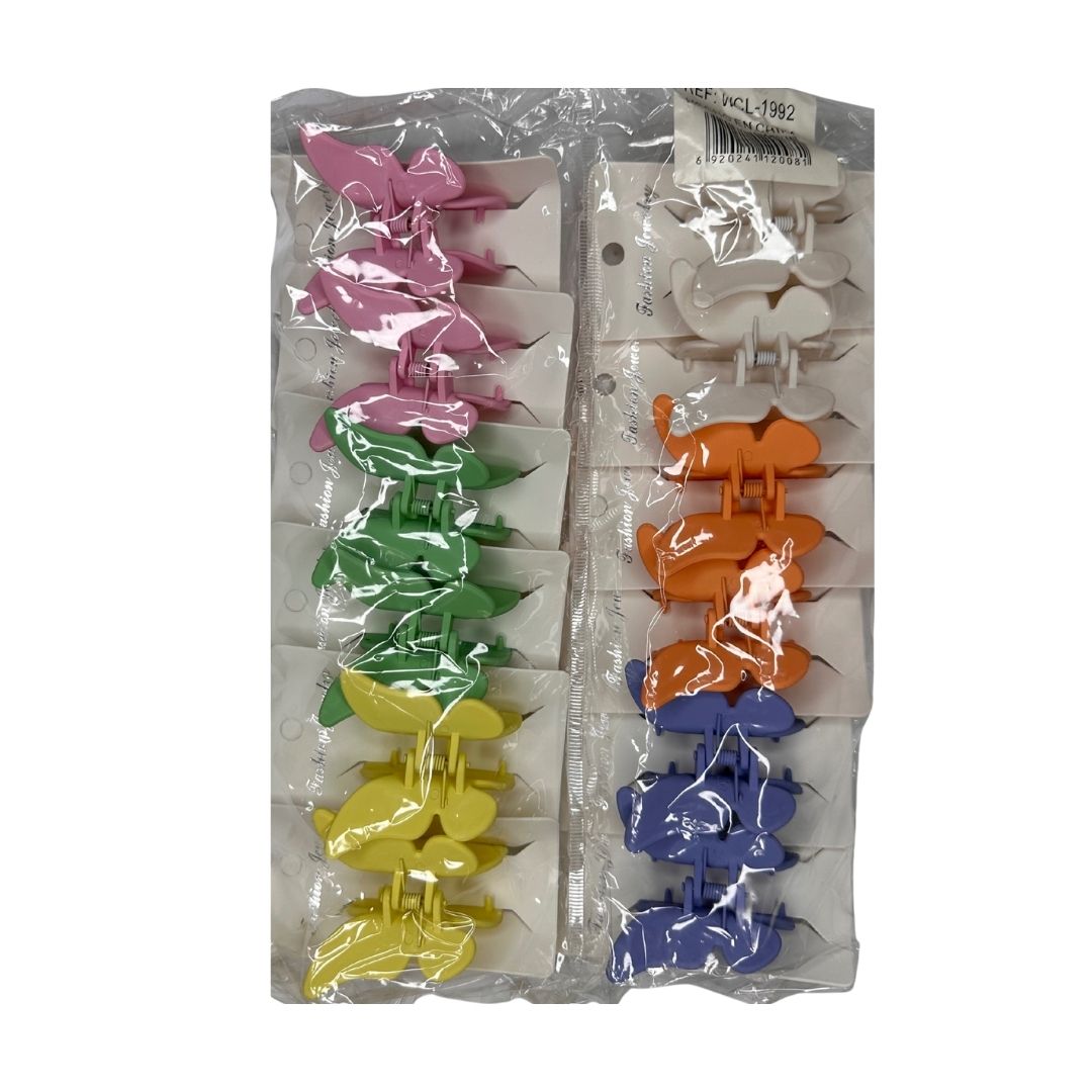Pinzas para cabello colores maripositas x 12