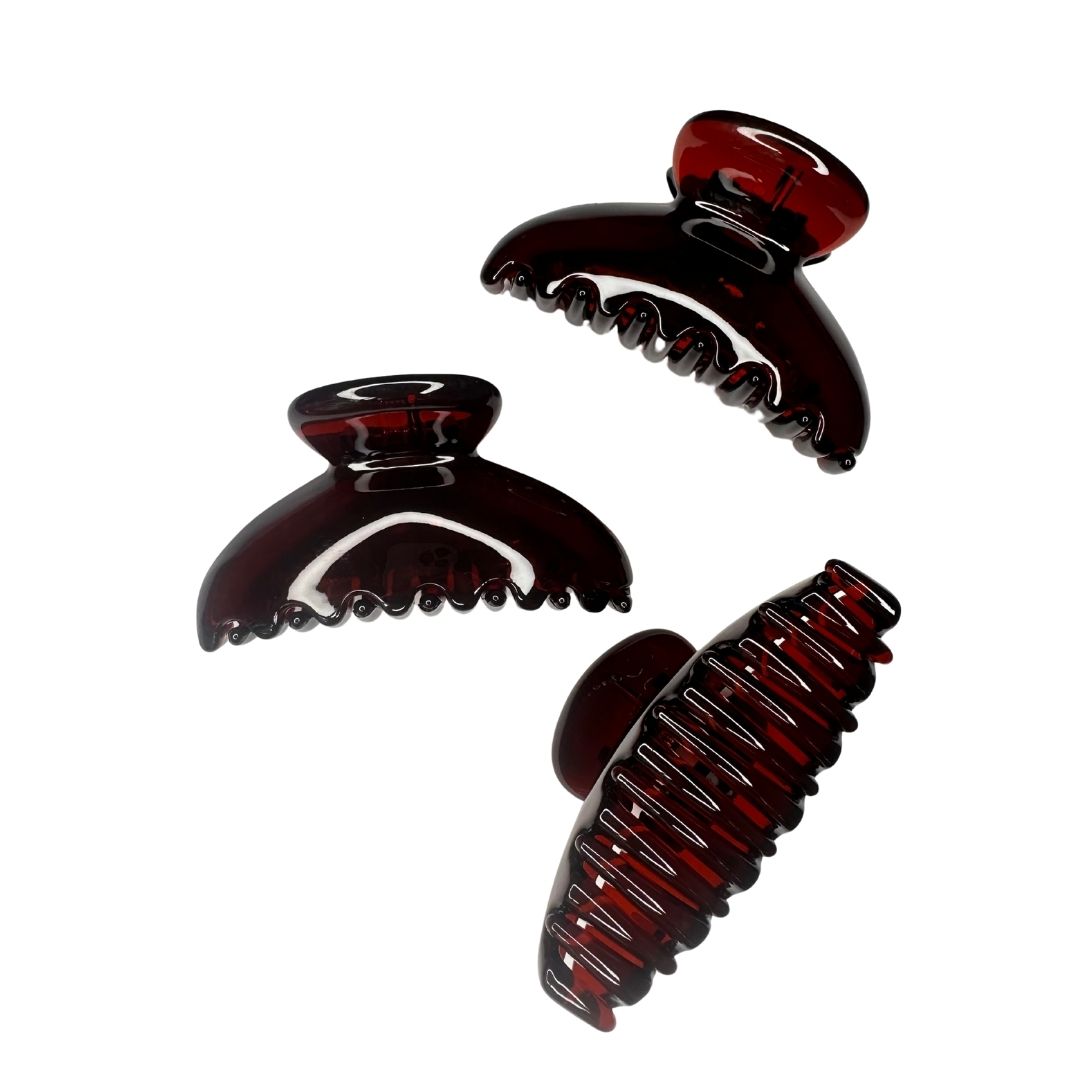 Pinzas para cabello imitación carey arco grande x 12