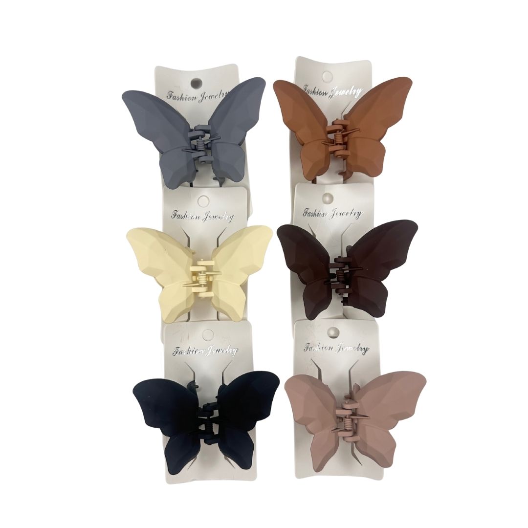Pinzas para cabello opaca mariposas x 12