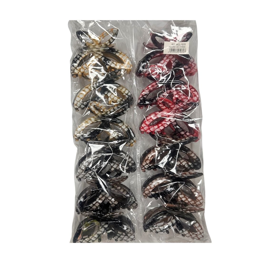 Pinzas para cabello print oscuro moño x 12