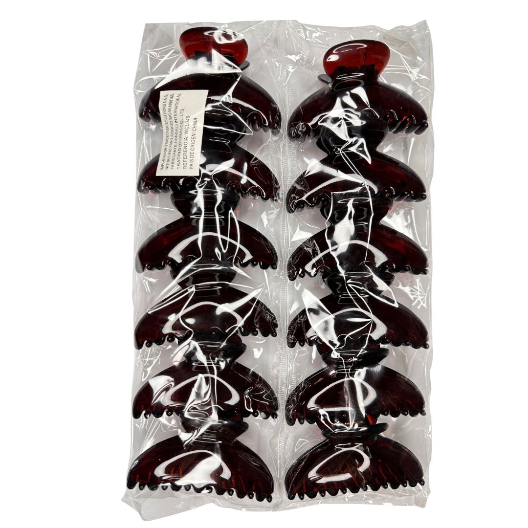 Pinzas para cabello imitación carey arco grande x 12