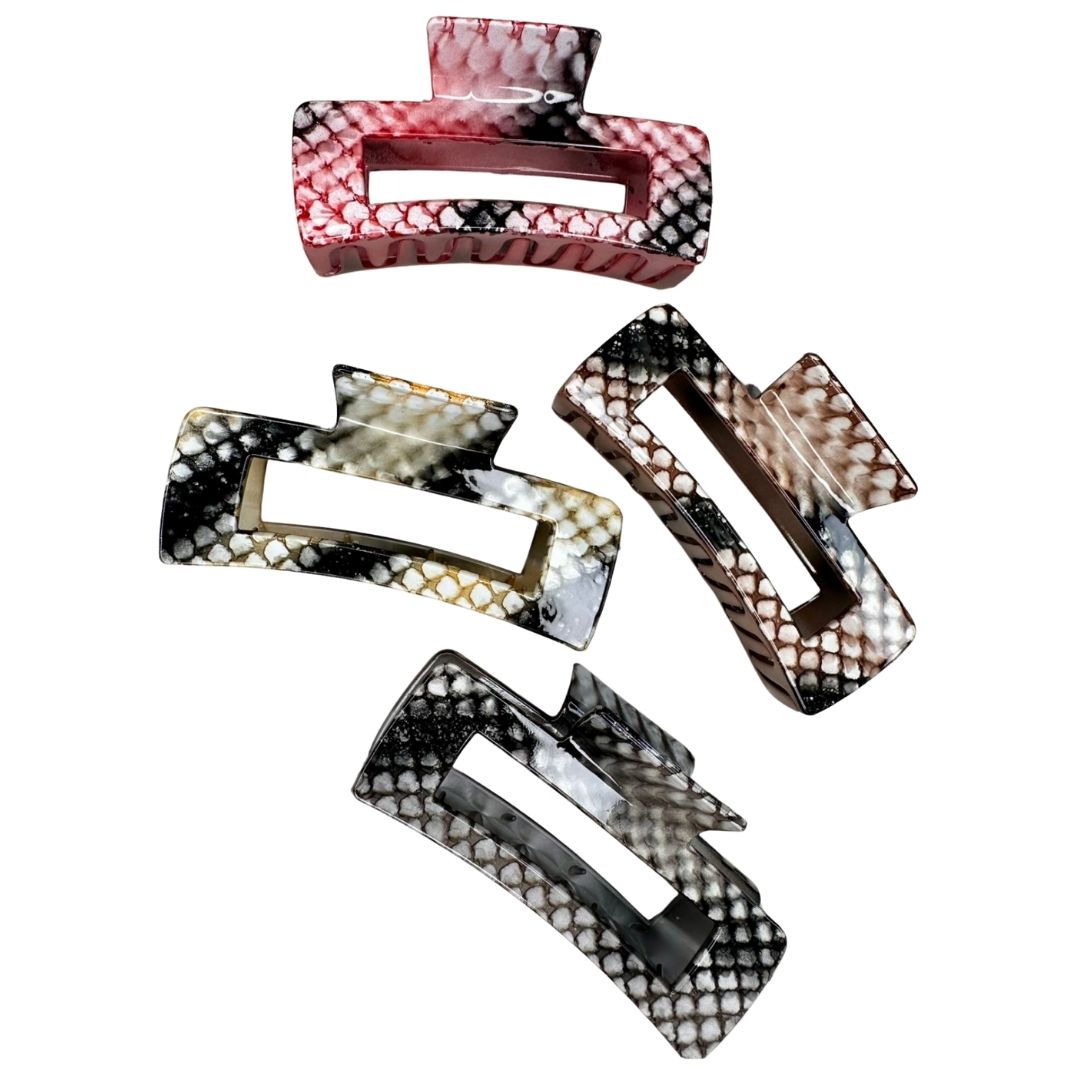 Pinzas para cabello print oscuro rectángulo x 12