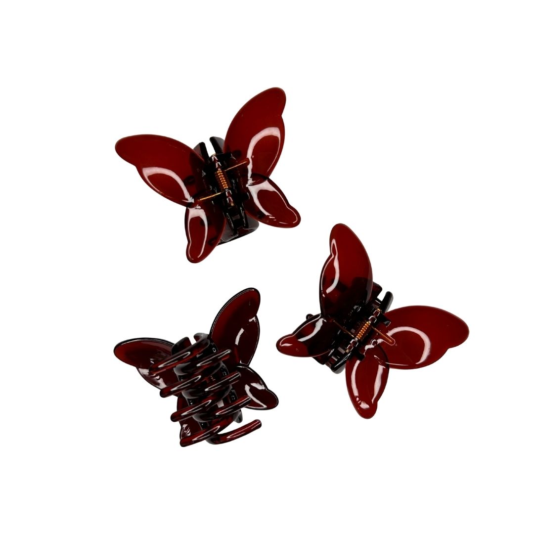 Pinzas para cabello imitación carey mariposas x 12