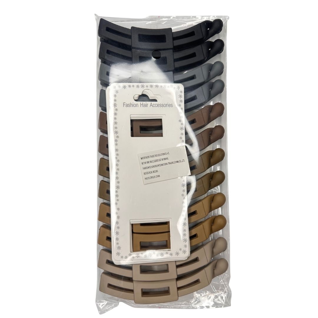 Pinzas para cabello lineal rectángulo x 12