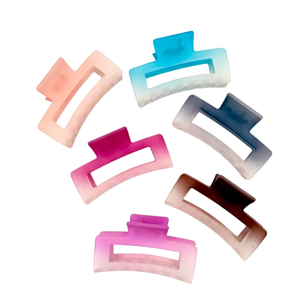 Pinzas para cabello rectángulo degradé x 12