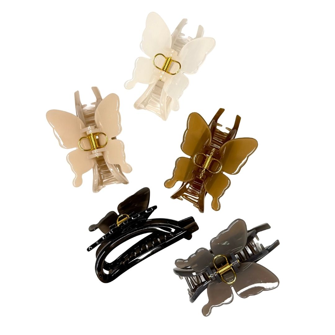 Pinzas para cabello lujo mariposa x 12