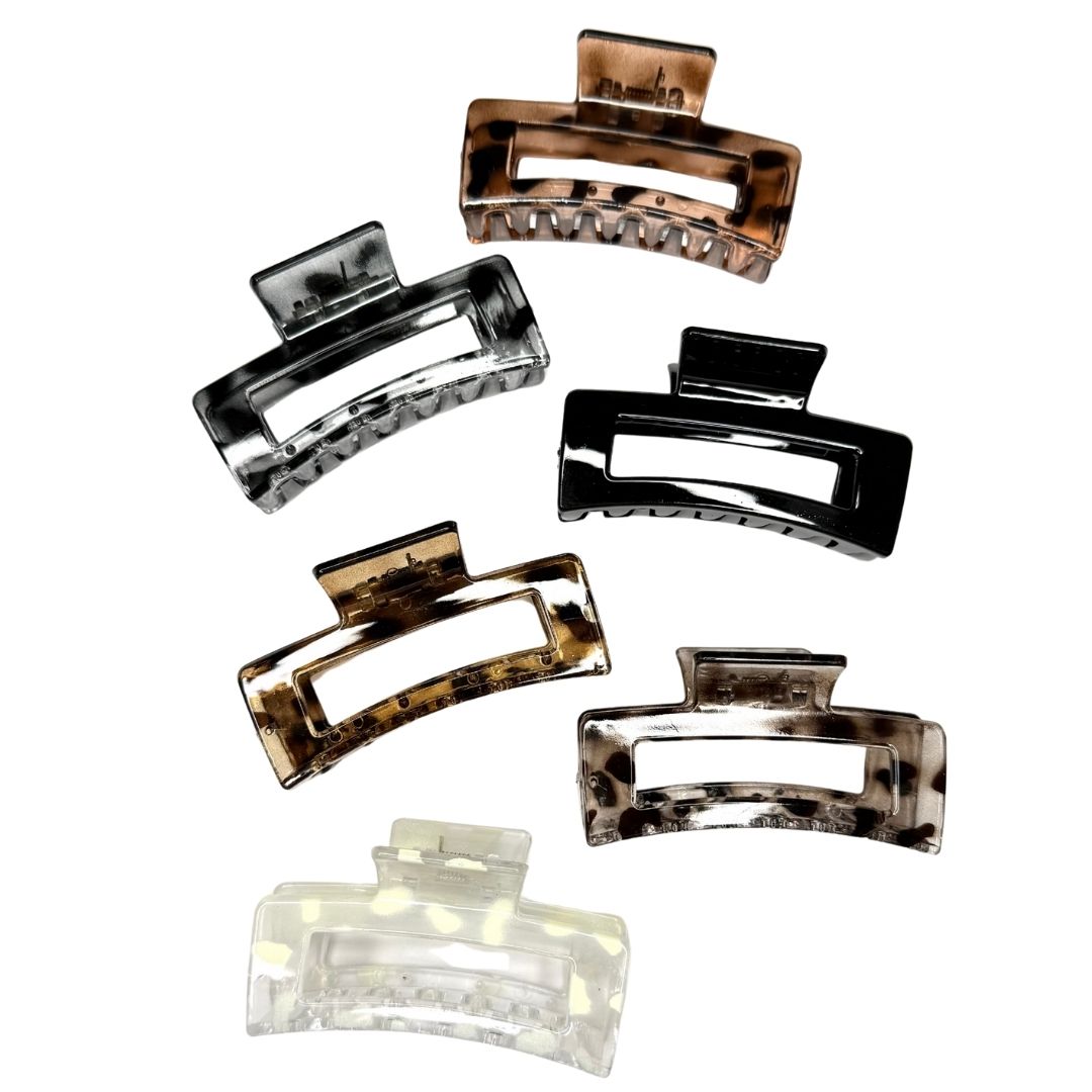 Pinzas para cabello animal print rectángulo x 12