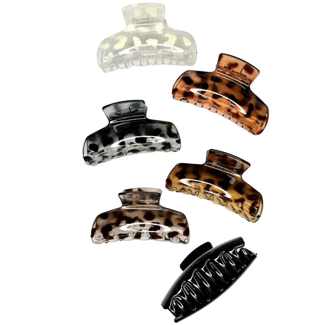 Pinzas para cabello animal print clásica x 12