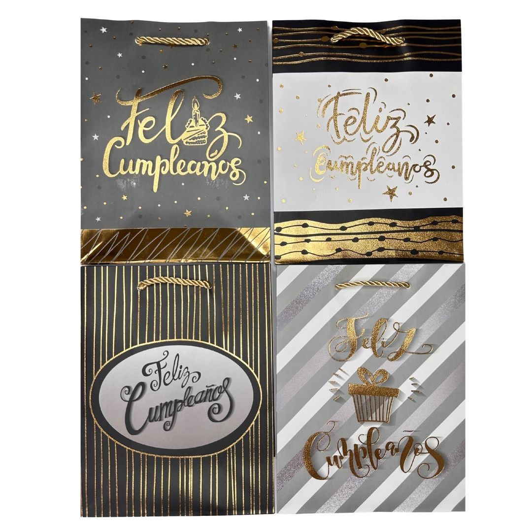 Bolsas de regalo Oro y Glamour pack x 12
