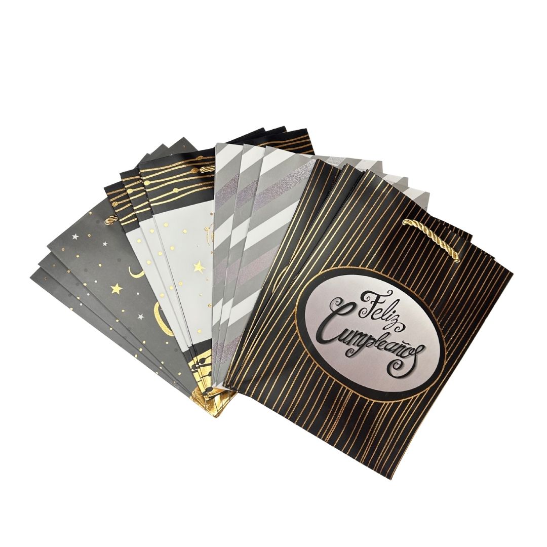 Bolsas de regalo Oro y Glamour pack x 12