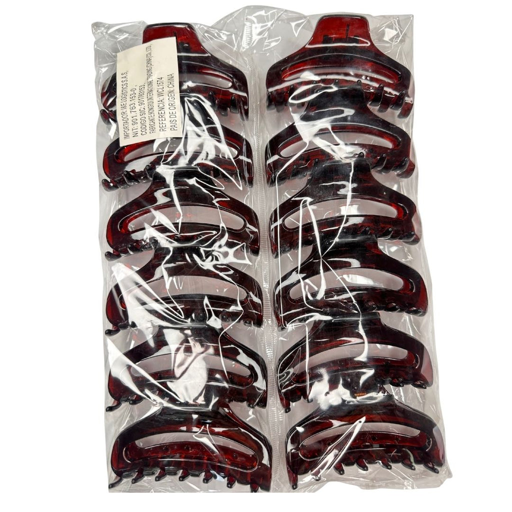 Pinzas para cabello imitación carey arco x 12