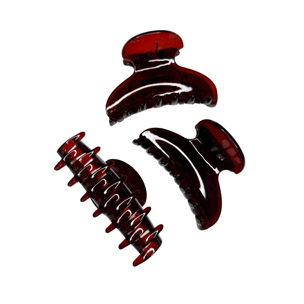 Pinzas para cabello imitación carey arco liso x 12