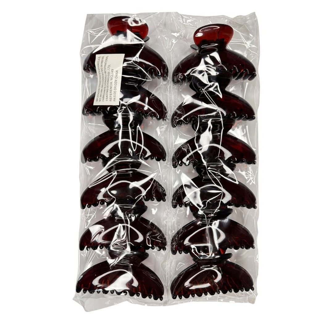 Pinzas para cabello imitación carey arco grande x 12