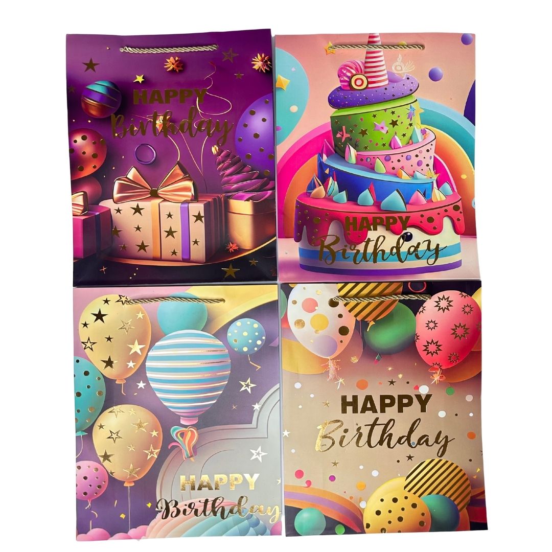 Bolsas de regalo Alegría de Cumpleaños pack x 12
