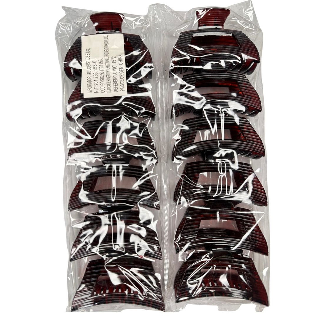 Pinzas para cabello imitación carey tallado x 12