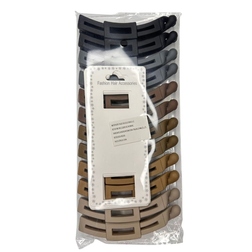 Pinzas para cabello lineal rectángulo x 12