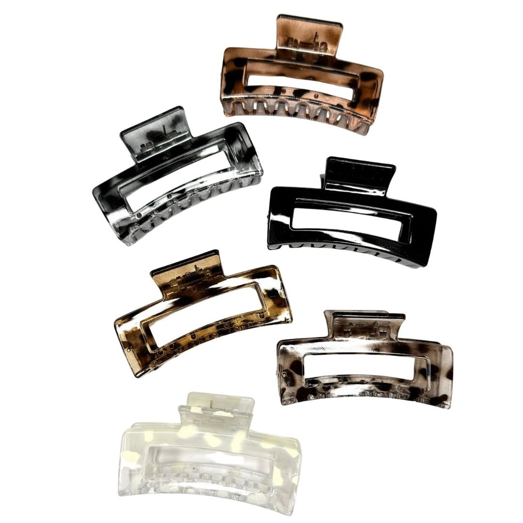 Pinzas para cabello animal print rectángulo x 12